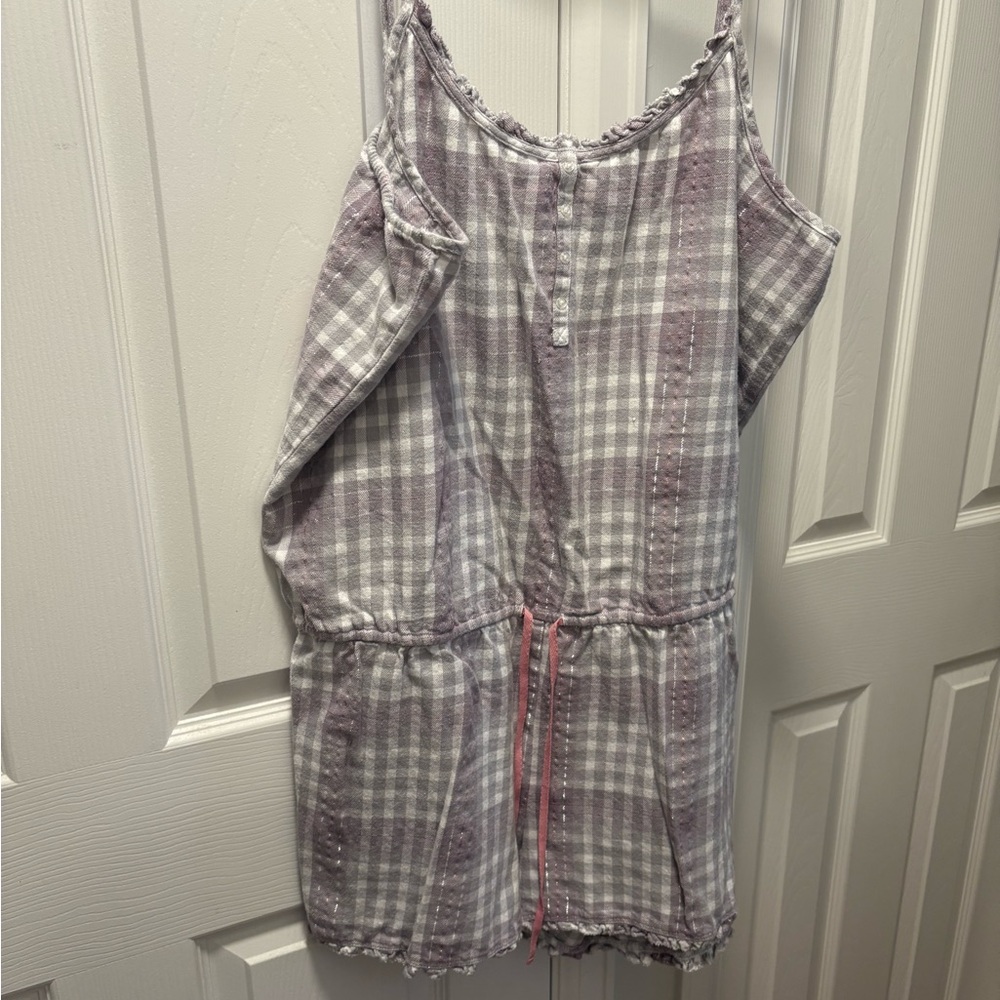 Gray and White Sleeveless Spaghetti Strap Romper